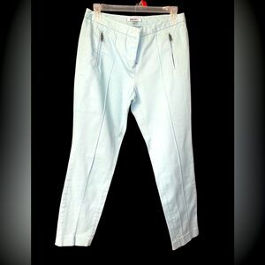 DKNY Light Green Stretch Pants with Zipper Pockets & Permanent Pleat